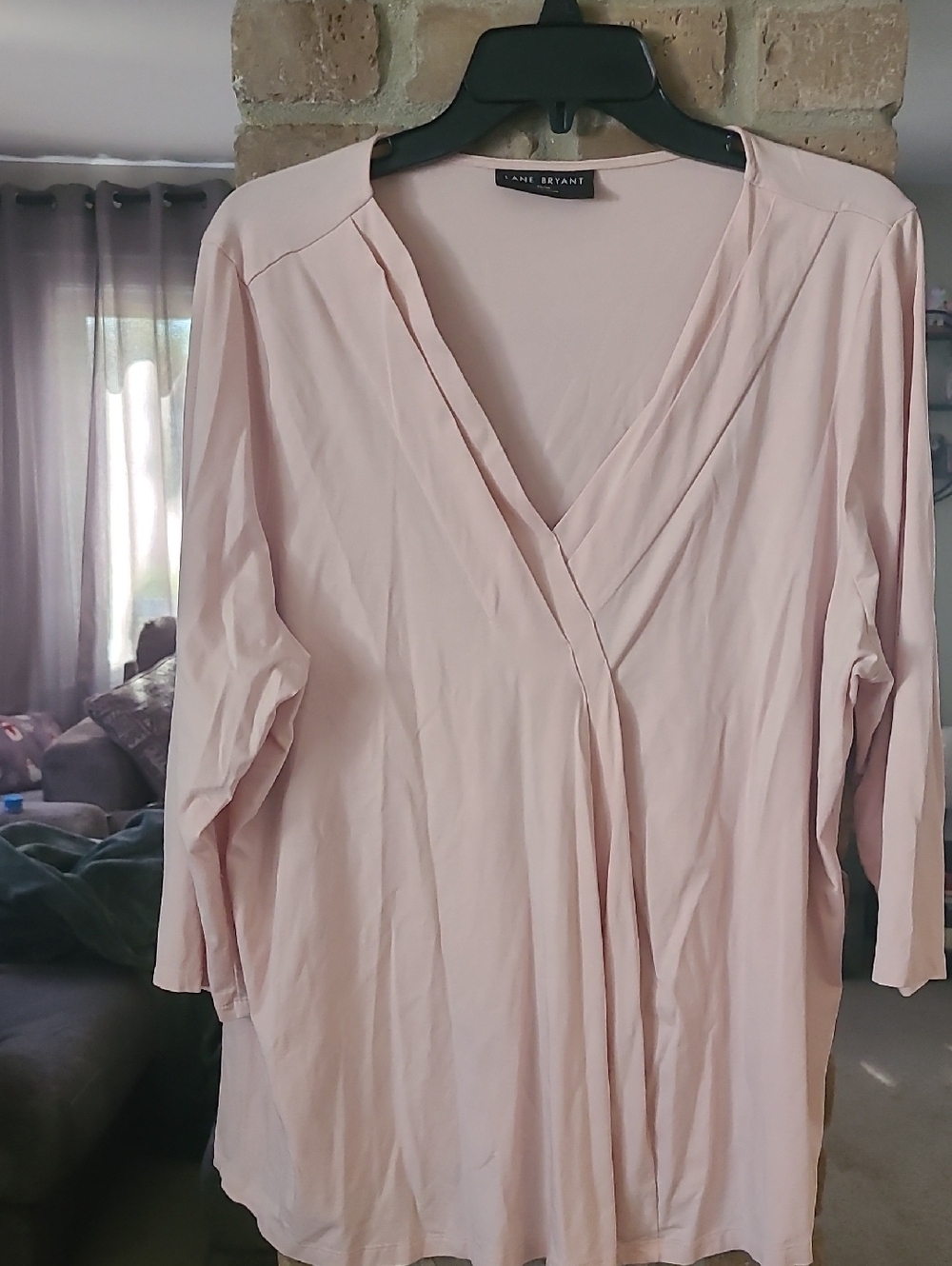 Lane Bryant Pale Blush Pink Vneck Top